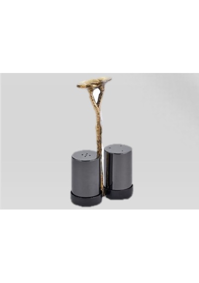 Rose Standlı Tuzluk Ve Biberlik Silver Gold
