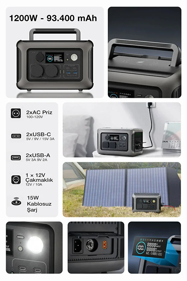 1200w Taşınabilir Güç Istasyonu Ve Güç Kaynağı