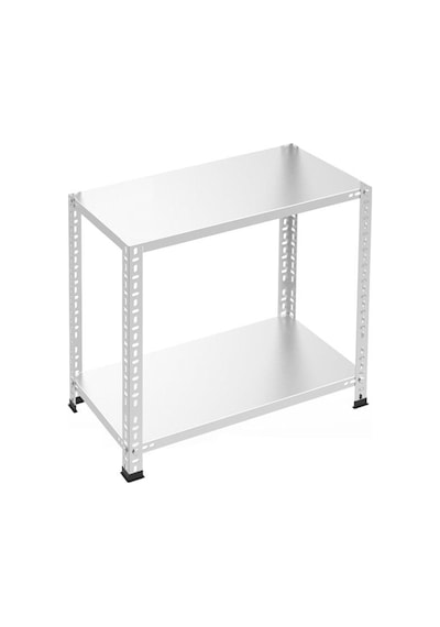Raf Burada  2 Katlı Galvaniz Çelik Raf - Depo, Arşiv, Kiler, Dosya, Market Rafı-59x75 cm-50 cm-1.00 mm