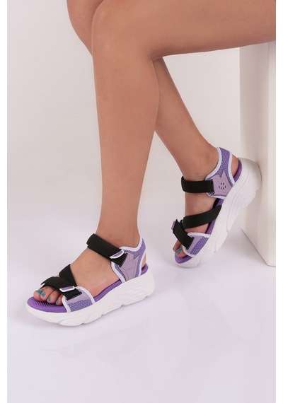 Dgn 0148 Kadin Sandalet 0148-2265-R2046 Lila - Siyah