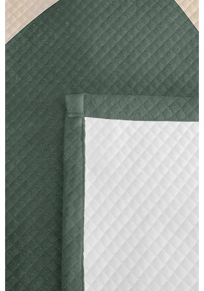 Geometrik Yeşil Genç Kız Odası Tek Kişilik Pike Takımı-pudra Antrasit 160x220cm Kapitone Yatak Örtü Kahverengi