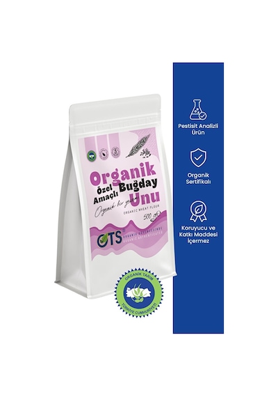 Ots Organik Özel Amaçlı Buğday Unu 500 gr (Organik Sertifikalı, Pestisit Analizli)