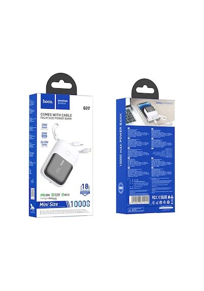 Hoco Q20 Fountain 10000mah 22.5w+pd20w Dijital Göstergeli Kablolu Powerbank Beyaz BEYAZ