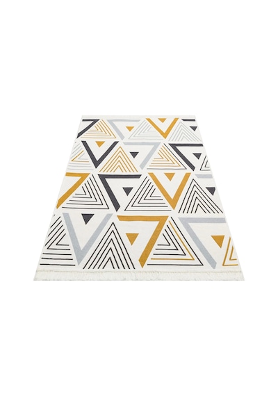 Arya Ar 18 Yellow Grey %100 Geri Dönüşümlü Pamuktan Çift Taraflı Yıkanabilir Modern Dekoratif Kilim