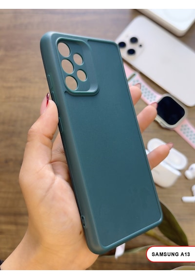 Samsung Galaxy A13 Uyumlu Kamera Korumalı Darbeye Dayanıklı Renk Atmayan Keep Silikon Kılıf Haki