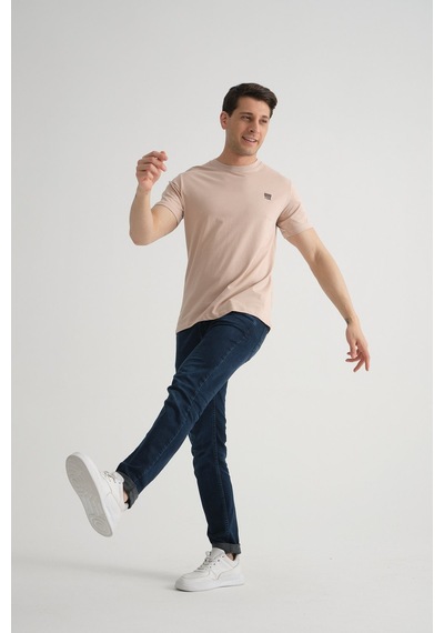 Shooter Sportwear Shooter Erkek Pamuklu Esnek T-shirt Standart Kalıp Minimal Logolu Taş