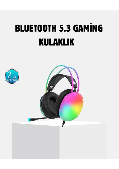 Mey Najmaddin Kablosuz Gaming Kulaklık Rgb Aydınlatmalı Bluetooth 5.3 Uzun Pil Ömürlü Najmaddin