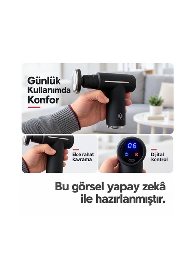 Yues Sıcak Soğuk Kompresli Şarjlı Masaj Tabancası 6 Başlık Siyah
