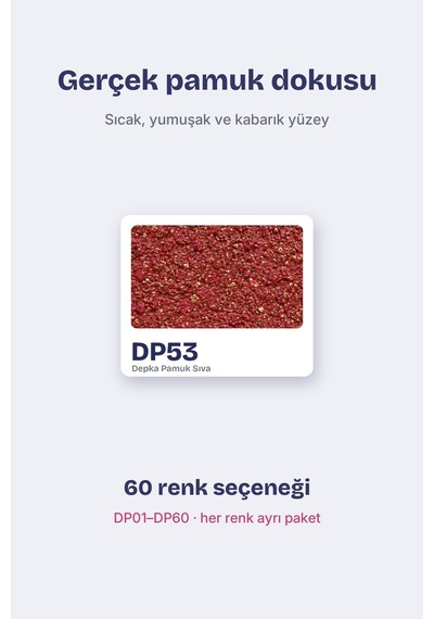 Depka Pamuk Sıva Dp53 2 Kg 7-8 M² İpek Sıva Alternatifi Isı Ve Ses Yalıtımlı Dekoratif Sıva
