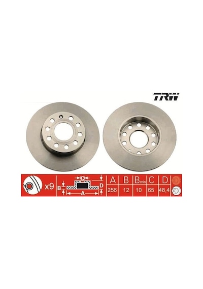 Skoda Octavia 2 Arka Fren Diski 256 Mm Çap 2005-2012 Trw