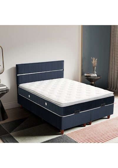 Çift Kişilik Stil Lacivert Yatak Baza Başlık Seti 3 Ü Bir Arada Konuma Özel Teslimat 140 x 190 CM