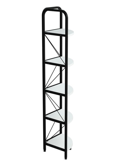 Metallica Concept Sigma 5 Raflı Metal Köşe Kitaplık Rafı Dekoratif Aksesuar Rafı Beyaz