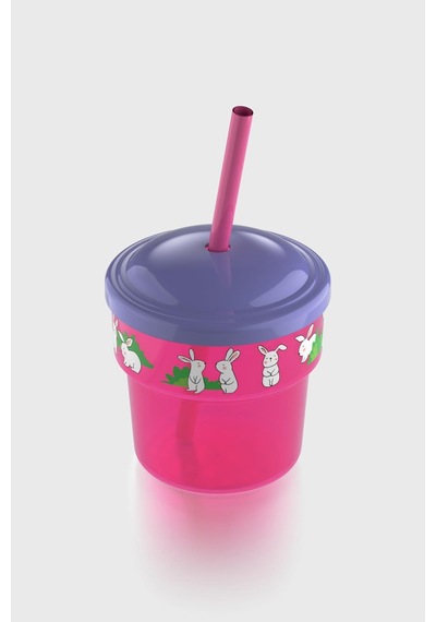 Renga Fizbo Tavşan Desenli 250 Ml Pipetli Pp Bebek Bardak 222049 Pembe - Mor