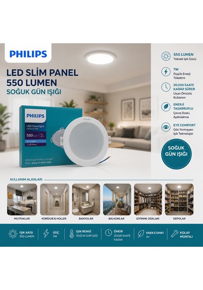 Northcity 7w Yuvarlak Sıva Altı Led Slim Panel - 550 Lm, 20.000 Saat Alüminyum
