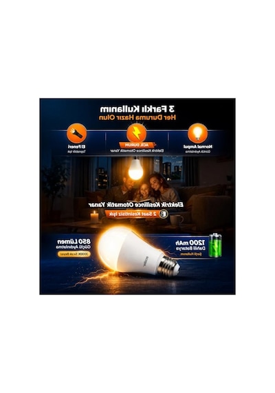 Ecolite Şarjlı Led Acil Durum Ampulü 9w E27 Sarı Enerji Sınıfı F 10c