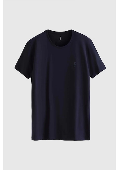 Twn Slim Fit Lacivert Düz Kabartma Baskılı T-shirt 4ec148551753m Lacivert