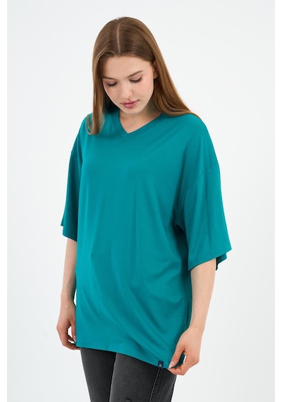V Yaka Oversize T-shirt E24-742a-wn Petrol