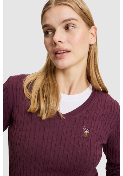 U.S. Polo Assn. Kadın Bordo Basic Kazak 50327575-vr180 Dark Plum
