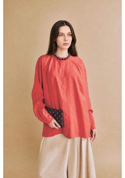 Defacto Relax Fıt Modal Uzun Kollu Koyu Mercan Tunik H5279ax26smrd352 Kırmızı-rd352