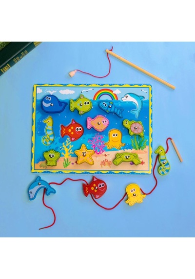 Mıknatıslı Ahşap Balık Tutma Oyunu 12'Li