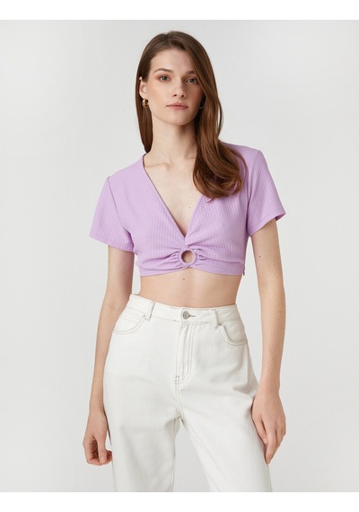 Koton Crop Bluz Halka Detaylı Lila 2sak30123pw 2SAK30123PW370 Koton Crop Bluz Halka Detaylı Lila 2sak30123pw 2SAK30123PW370