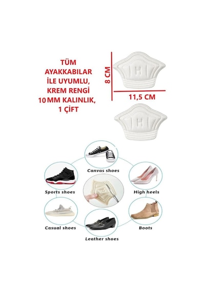 Ortopedik Spor Ayakkabı Topuk Vurma Önleyici Koruyucu 10mm Bej