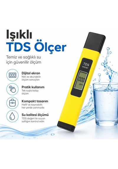Işıklı Dijital Tds Ölçer Su Kalitesi Test Cihazı 608506103