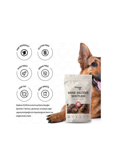Dana Akciğer Şeritleri 100% Doğal Katkısız Köpek Ödül Maması 100 Gr Tek İçerik