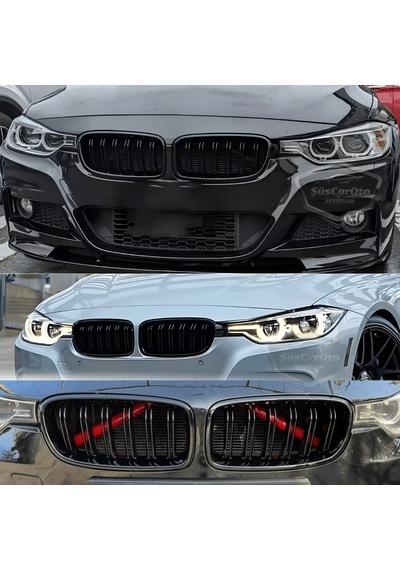 Bmw 3 Serisi F30 2012-2018 Uyumlu Ön Panjur Böbrek M3 Görünüm Izgara Çift Çizgi İthal Piano Black 1.sınıf Sağ Sol Takım