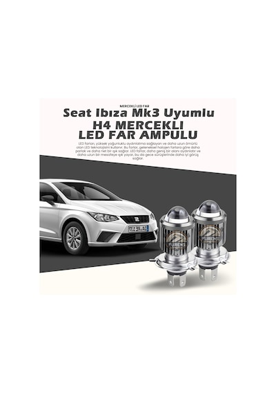 Seat Ibıza Mk3 Uyumlu Mercek Led Xenon Uzun - Kısa Çift Renkli Şimşek Etkili