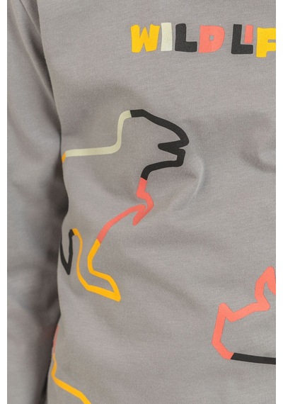 Rolypoly Erkek Çocuk Wildlife Gri Uzun Kol Pijama Takım Rp3866-c-v2 Rp3866-c-v2