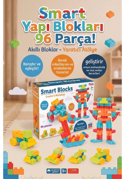 Akıllı Bloklar Yaratıcı Atölye 96 Parça Eğitici Yapı Seti 3+ Yaş