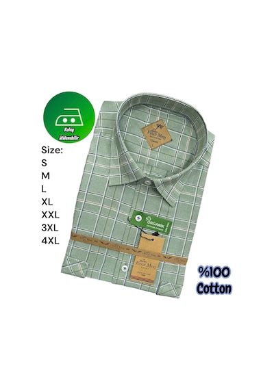 Eren Style Linen Keten Klasik Uzun Kollu Kapaklı Çift Cepli Gömlek Yeşil