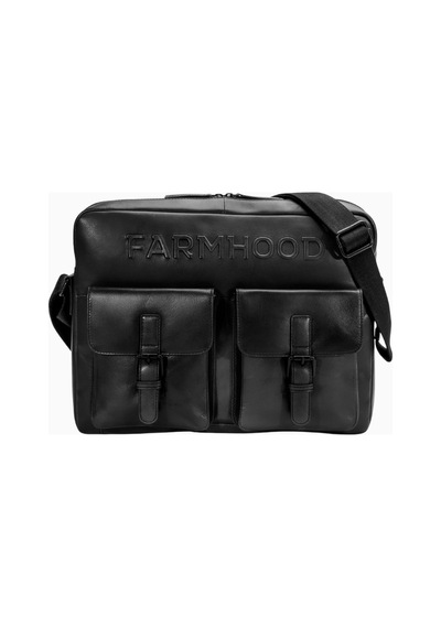 Farmhood Memphis Deri Messenger Evrak Çantası, 38 Cm, Dizüstü Bilgisayar Bölmeli, Lüks Siyah