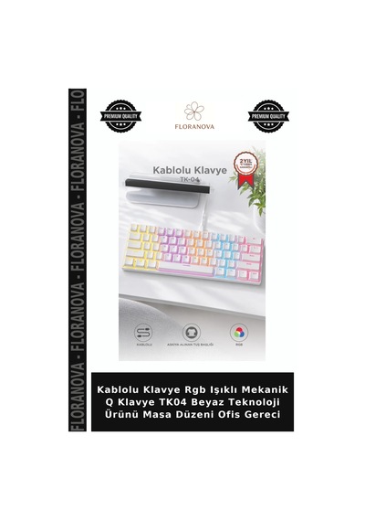 Kablolu Klavye Rgb Işıklı Mekanik Q Klavye Tk04 Beyaz Teknoloji Ürünü Masa Düzeni Ofis Gereci