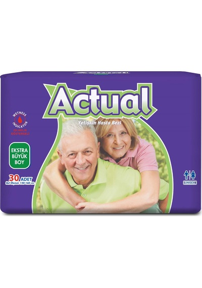 Actual Extra Büyük Boy Yetişkin Hasta Bezi XL Beden 30'Lu