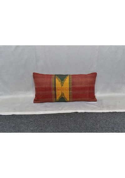 Zehra Abla Halı Yeni El Dokuma Dekoratif Lumbar Kilim Kırlent Yastık Kılıfı 6623 Çok Renkli