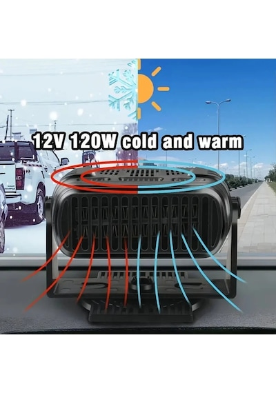 Ers 12v Araç İçi Cam Buğu Çözücü Isıtıcı Fan 2 Si 1 Arada Sıcak Soğuk Hava Üfleyici Buz Çözücü