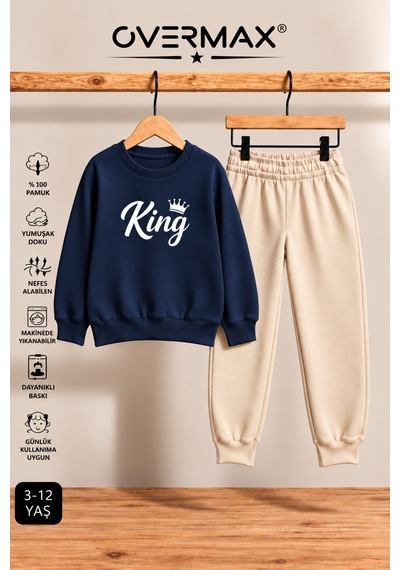 Overmax King Baskılı Çocuk Eşofman Takımı Kapüşonsuz Sweatshirt & Eşofman Altı Lacivert-bej - 921711866 Lacivert-bej Overmax King Baskılı Çocuk Eşofman Takımı Kapüşonsuz Sweatshirt & Eşofman Altı Lacivert-bej - 921711866 Lacivert-bej