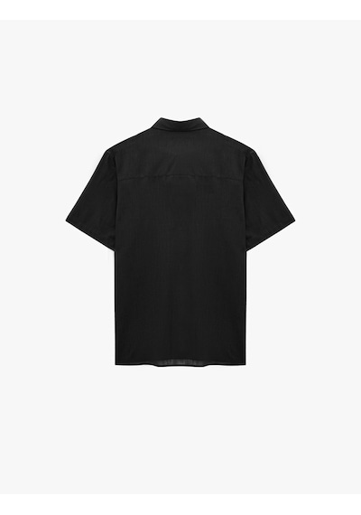 Koton Regular Fit Klasik Yaka Pamuklu Kısa Kollu Gömlek Siyah 6sam60012hw