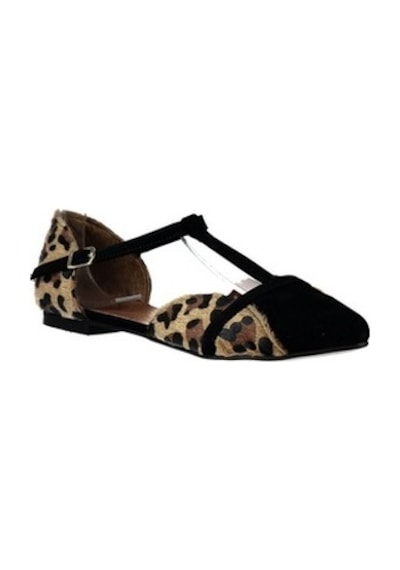 Fox Shoes Leopar/Siyah Kadın Babet B726881802 Siyah