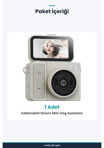 Katlanabilir Ekranlı Mini Vlog Kamerası - Anahtarlık Boyutu - 2k