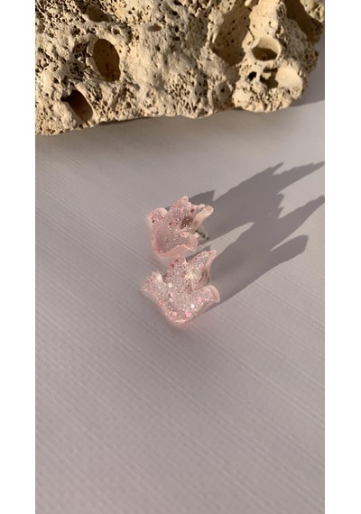 Şeffaf Renkli Pembe Glitter Süsleme Güvercin Şekil Epoksi Küpe Diğer