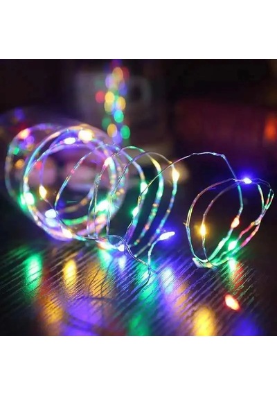 Jenerik Gd968 Şerit Pilli Aydınlatma 10 Metre 100 Adet Rgb Peri Led Çok Renkli