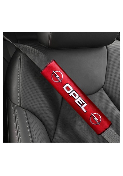 Opel Logolu Kırmızı Dijital Baskılı Emniyet Kemer Pedi 2 Li Konforlu Araç Kemer Kılıf Seti