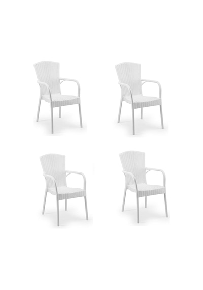 Luna Doğa Rattan Koltuk 4 Adet Beyaz
