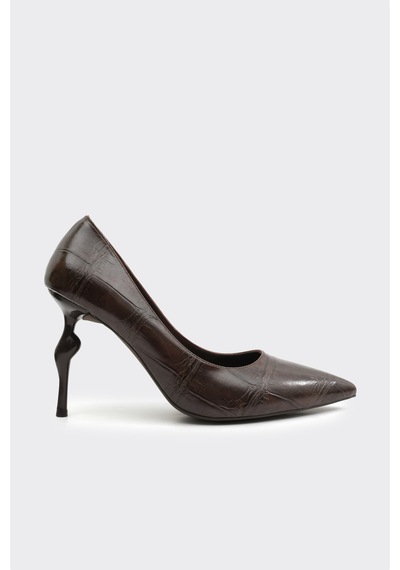 Derinet Jade Topuklu Stiletto Kahve Croco Kahve Croco