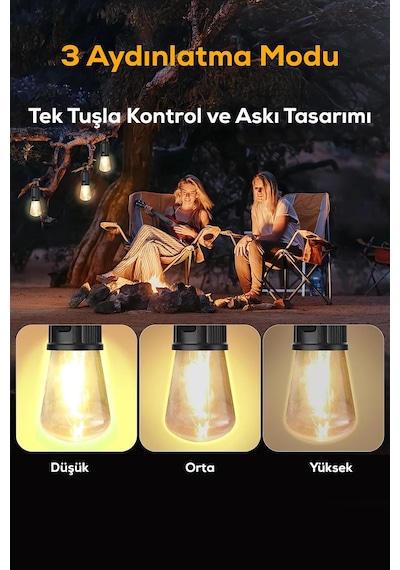 Volemi V-012 Taşınabilir Usb Şarjlı Led Ampul Outdoor Kamp Bahçe Lambası Askılı Kırılmaz Led Işık