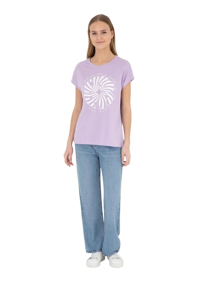U.S. Polo Assn. Kadın Baskılı T-shirt Lila