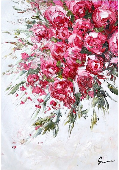 Yağlı Boya Tablo %100 El Yapımı 55cmx73cm Çiçek Buket